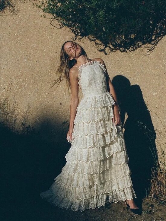 Doen Dresses & Skirts - NWT DÔEN Forsythia Dress in Magnolia Medium Cream Lace Tiered Maxi Romantic